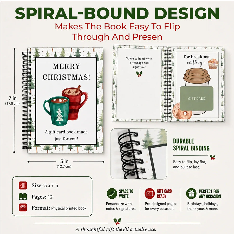 🔥 Last Day 50% OFF 🔥 Christmas Gift Card Book – 12 Gift Card Pages & Personal Message Holder