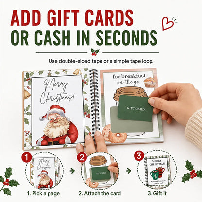 🔥 Last Day 50% OFF 🔥 Christmas Gift Card Book – 12 Gift Card Pages & Personal Message Holder