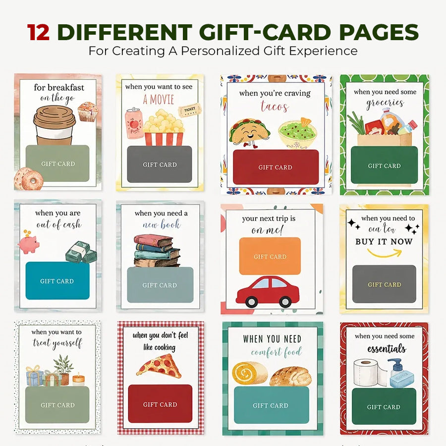 🔥 Last Day 50% OFF 🔥 Christmas Gift Card Book – 12 Gift Card Pages & Personal Message Holder