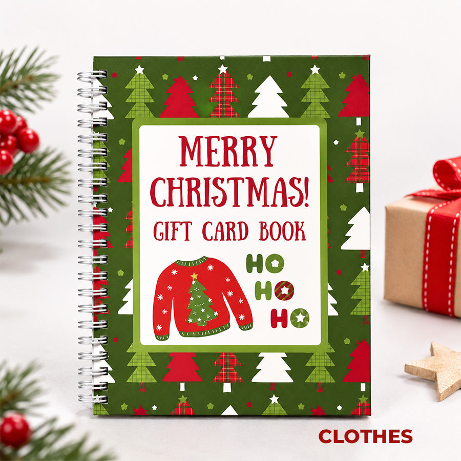 🔥 Last Day 50% OFF 🔥 Christmas Gift Card Book – 12 Gift Card Pages & Personal Message Holder